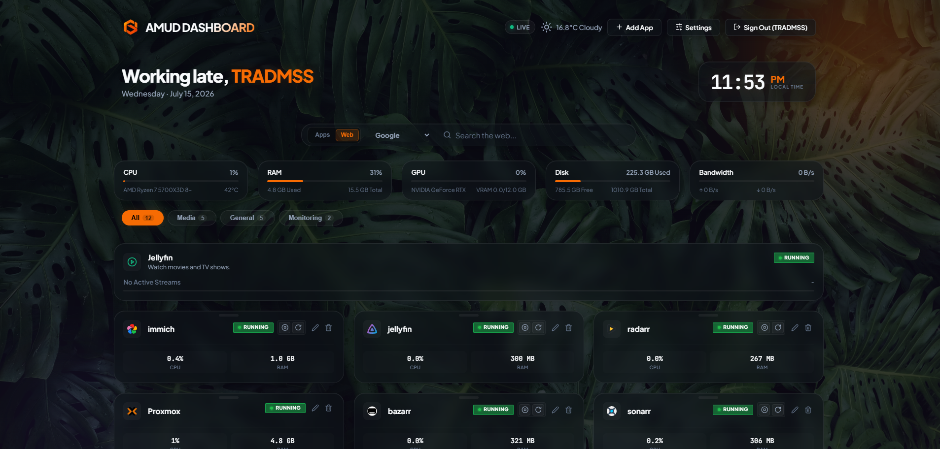 AMUD Dashboard — default theme