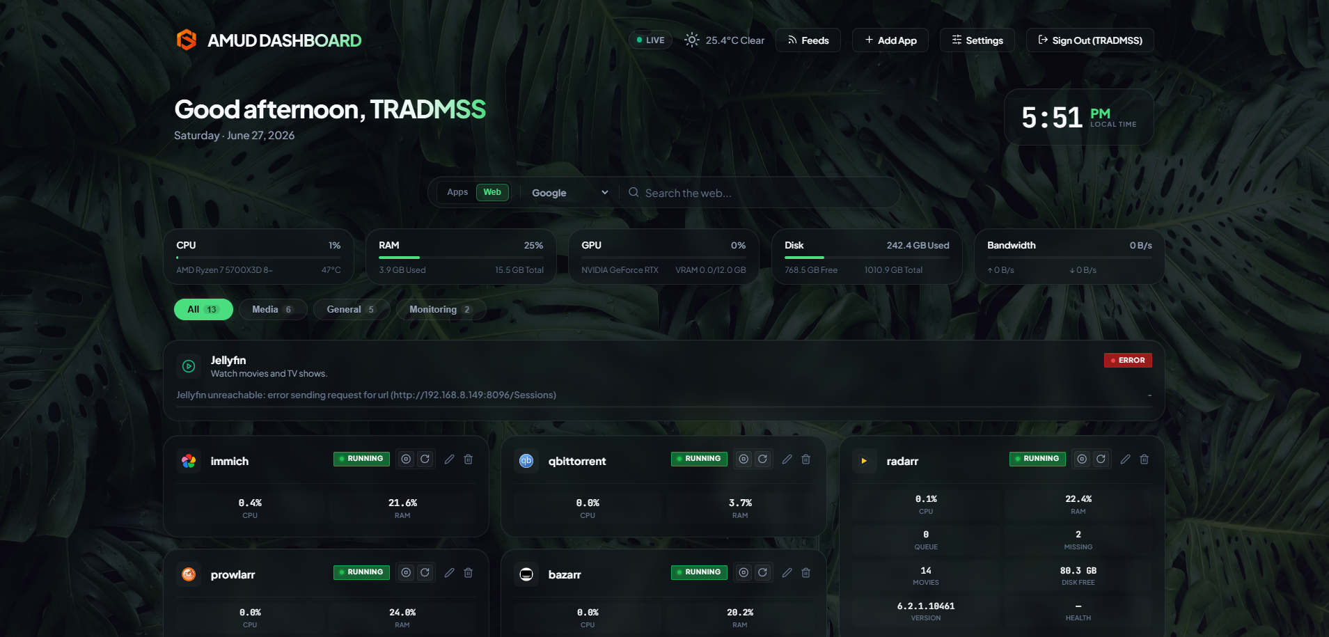 AMUD Dashboard — default theme